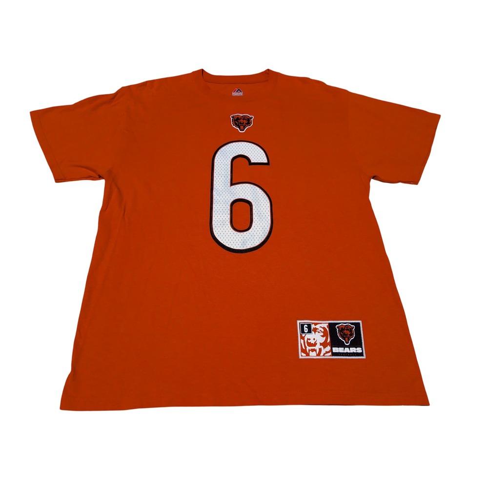 Majestic T-Shirt Mens L Orange Chicago Bears Jay Cutler 6 Graphic Tee NFL Sport